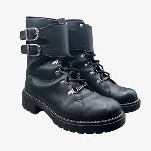 Harley Davidson Black  Genuine Leather Combat Motorcycle Boots Women’s Sz 8.5